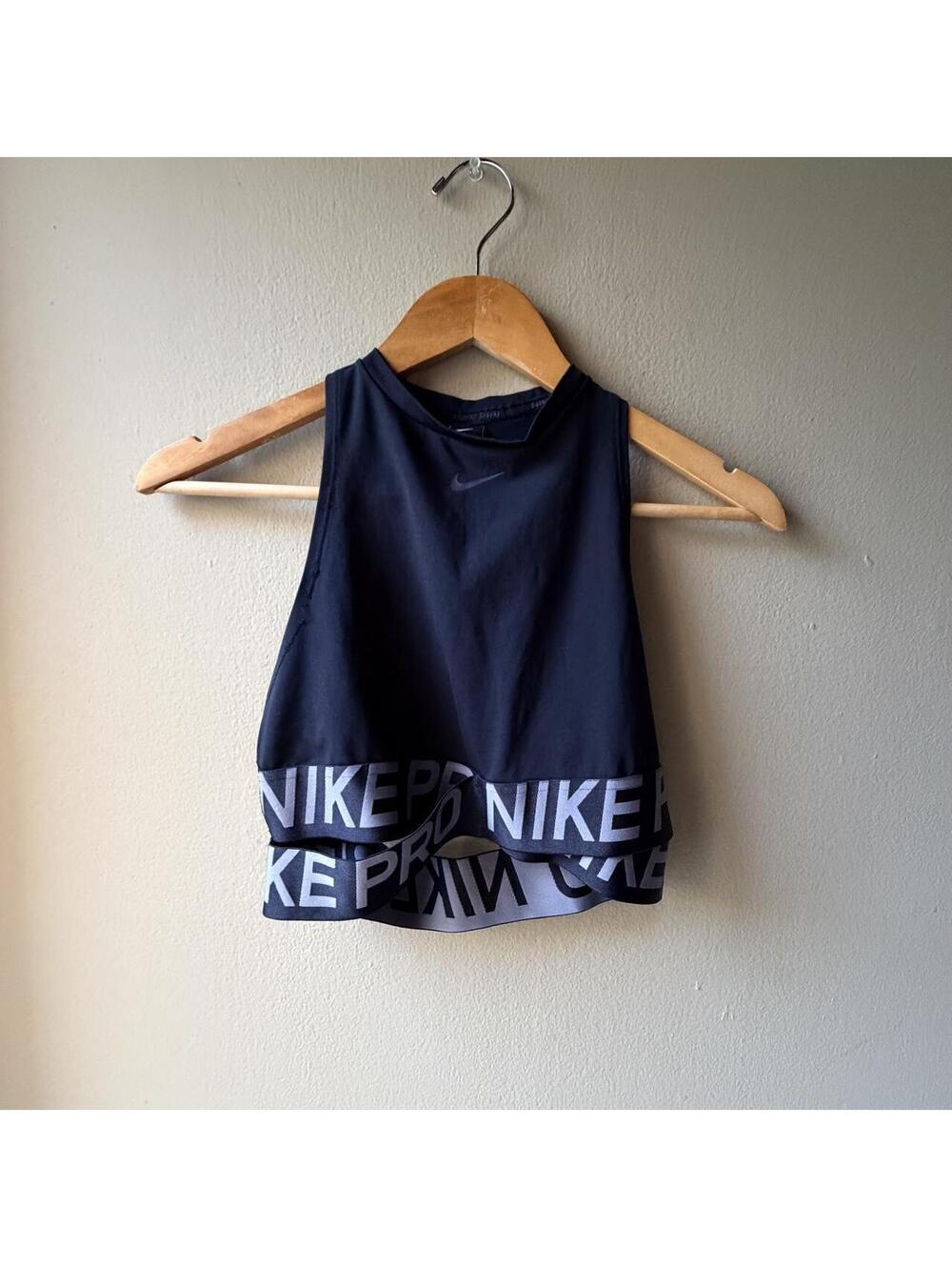 Nike Pro Black Cross-Band Racerback Crop Top Medium